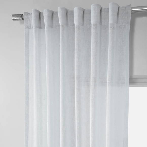 Set of 2 Drapes Solid Sheer Curtains For Living Room Linen Texture 50 X 84 - Picture 2 of 4